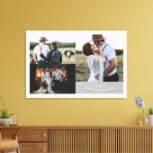 モダン ラスティック ウェディング フォト コラージュ リーフ モノグラム キャンバスプリント (インサイチュ (リビング))