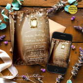 モダン ラスティック カントリー ツリー ストリング ライト ウェディング 招待状