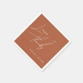 モダン ラスティック テラコッタ スクリプト ラブ サンクス ペーパー スタンダードカクテルナプキン (角)