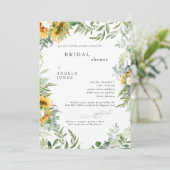 モダン ラスティック ヒマワリ ブライダル シャワー 招待状 (スタンド正面)