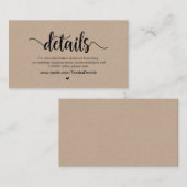 モダン ラスティック ファーム クラフト, 結婚の詳細 エンクロージャーカード (正面/裏面)