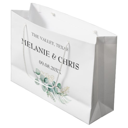 モダン ラスティック フラワル カスタム ボーホ ギフト ウェディング ラー ラージペーパーバッグ (正面アングル)