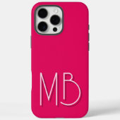 モダン ラズベリー モノグラムイニシャル モダン Case-Mate iPhoneケース (裏面)