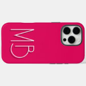 モダン ラズベリー モノグラムイニシャル モダン Case-Mate iPhoneケース (裏面 (横))