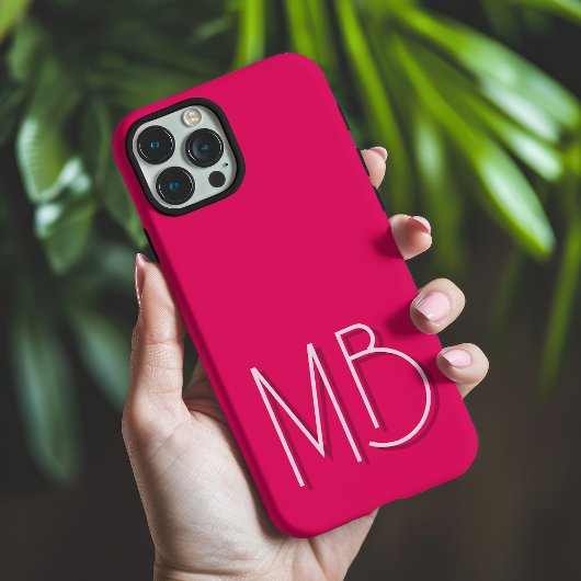 モダン ラズベリー モノグラムイニシャル モダン Case-Mate iPhoneケース