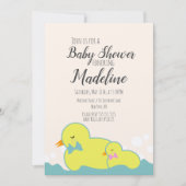 モダン ラバーダック ベージュ ベビーシャワー ラスティック 招待状 (正面)
