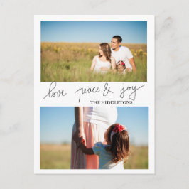 モダン ラブ ピース アンド ジョイ ホリデー ツー フォト シーズンポストカード