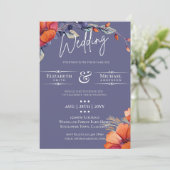 モダン ラベンダー オレンジ フローラル ウェディング 招待 (スタンド正面)