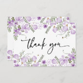 モダン ラベンダー ワイルドフラワーズ サンクス カード (正面/裏面)