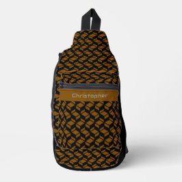 モダン リピート パターン ブラウン ブラック スリングバッグ