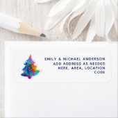 モダン レインボー クリスマス ツリー 返送先 ラベル (インサイチュ)