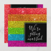 モダン レインボー グリッター カラフル スパークル エレガント 招待状 (正面/裏面)