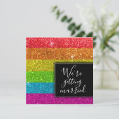 モダン レインボー グリッター カラフル スパークル エレガント 招待状 (スタンド正面)