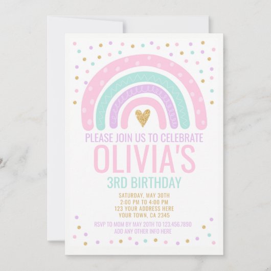 モダン レインボー 招待状 (正面)