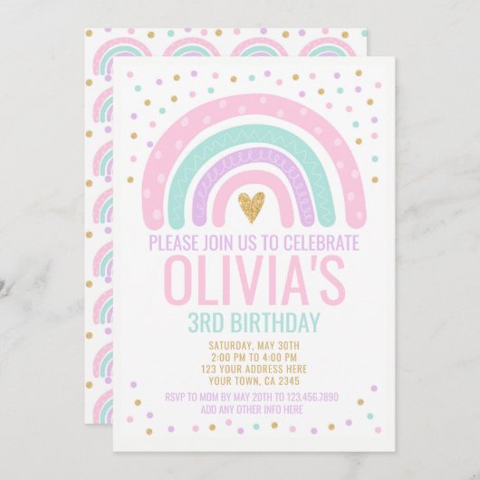 モダン レインボー 招待状 (正面/裏面)