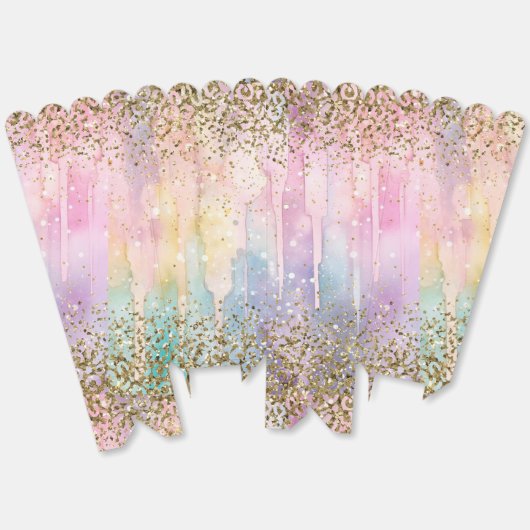 モダン レインボー 水彩 おしゃれ ゴールド グリッター フェイバーボックス (見開き)