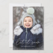 モダン・レタリングの"Let It Snow"フォトカード シーズンカード (正面)