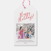 モダン&レッドエレガントクリスマスファミリークリスマス写真 ギフトタグ (正面)