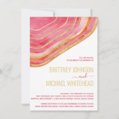 モダン レッド アゲート ゴールド フォイル ウェディング 招待状 (正面)