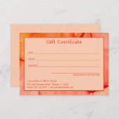 モダン レッド オレンジ エレガント ギフト証明書 (正面/裏面)