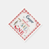 モダン レッド ギンガム オフィシャリー ワン 1歳の誕生日 スタンダードカクテルナプキン (角)