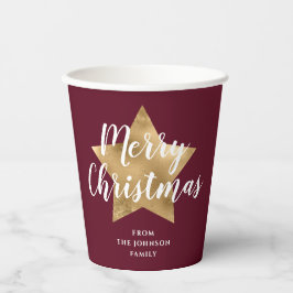 モダン レッド ゴールド スター クリスマス 紙コップ