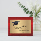 モダン レッド ゴールド ネーム サンクス 卒業 ポストカード (スタンド正面)