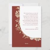 モダン レッド ゴールド フローラル 1 フォト アーチ ホリデー カード (裏面)