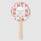 モダン レッド デイジー シロ ガーデン フローラル ウェディング ラウンド ハンドファン (裏面)