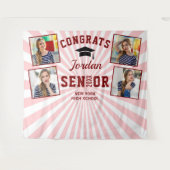 モダン レッド ピンク 卒業写真 ブース 背景 タペストリー (正面(横))