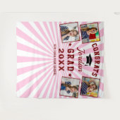 モダン レッド ピンク 卒業式4 フォトブース 背景 タペストリー (正面(横))