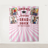 モダン レッド ピンク 卒業式4 フォトブース 背景 タペストリー (正面)