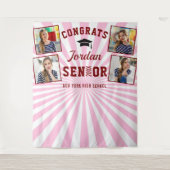 モダン レッド ピンク 卒業式 4 フォトブース 背景 タペストリー (正面)