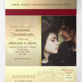 モダン レッド フォト ウェディング 三つ折り招待状 (内部中)