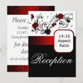 モダン レッド ブラック ローズ ウェディング レセプション インサート エンクロージャーカード (正面/裏面)