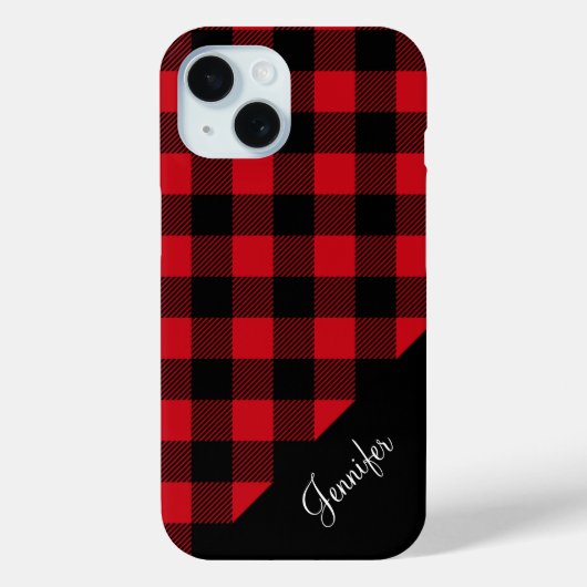 モダン レッド プリント柄 名前 Case-Mate iPhoneケース (裏面)