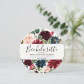モダン レッド ワイン フラワーズ バチェロレッテ パーティー 招待状 (スタンド正面)