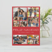 モダン レッド 7 写真コラージュ Feliz Navidad シーズンカード (スタンド正面)