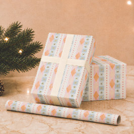 モダン・レトロなカラフルなホリデークリスマス ラッピングペーパー