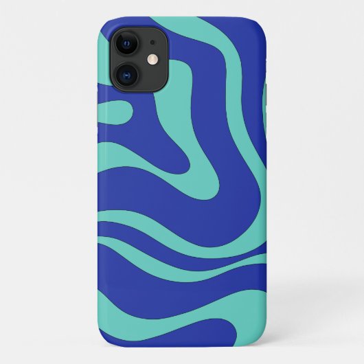 モダン・レトロな液状の渦巻き柄 ファンキー ブルー アブストラクト Case-Mate iPhoneケース (裏面)