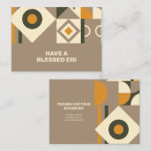 モダン レトロ アーストーン幾何学模様のEid ノートカード (正面/裏面)