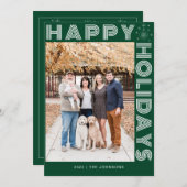 モダン レトロ エレガント ワンフォト カスタム ダークグリーン シーズンカード (正面/裏面)