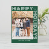 モダン レトロ エレガント ワンフォト カスタム ダークグリーン シーズンカード (スタンド正面)