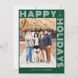 モダン レトロ エレガント ワンフォト カスタム ダークグリーン シーズンカード