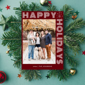 モダン レトロ エレガント ワンフォト カスタム ダークレッド シーズンカード