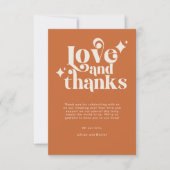 モダン レトロ オレンジとクリーム ウェディング サンクス サンキューカード (正面)