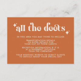 モダン レトロ オレンジ ウェディング 詳細 封入カード エンクロージャーカード