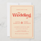 モダン レトロ グルーヴィー 70年代 ヴィンテージ ウェディング 招待状 (正面)