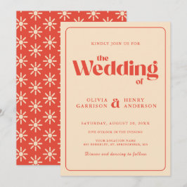 モダン レトロ グルーヴィー 70年代 ヴィンテージ ウェディング 招待状