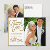 モダン レトロ ゴールド サンクス ウェディング フォト ポストカード (正面/裏面)